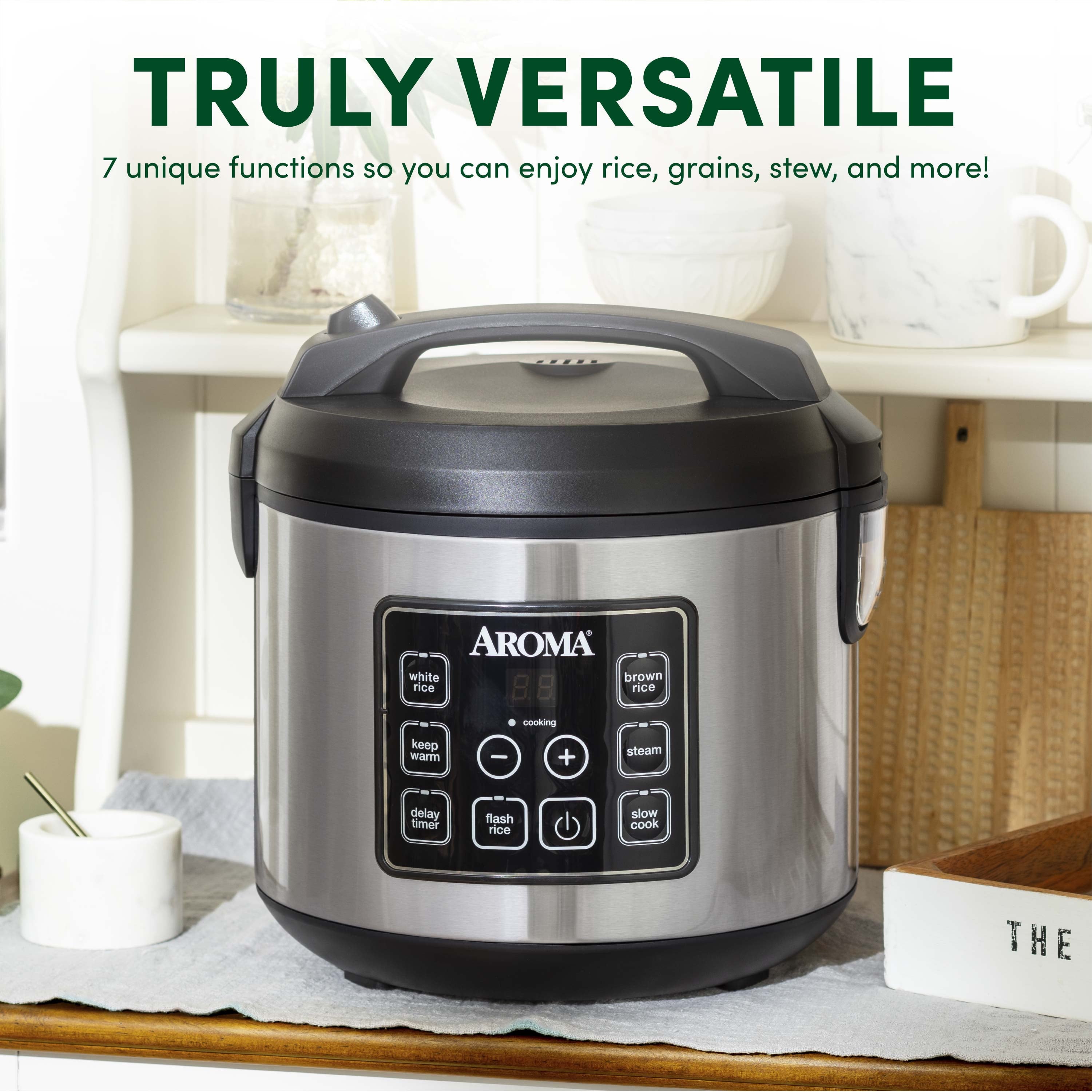 AROMA® 20-Cup Digital Rice Cooker & Food Steamer with Bonded Granite® Nonstick Ceramic