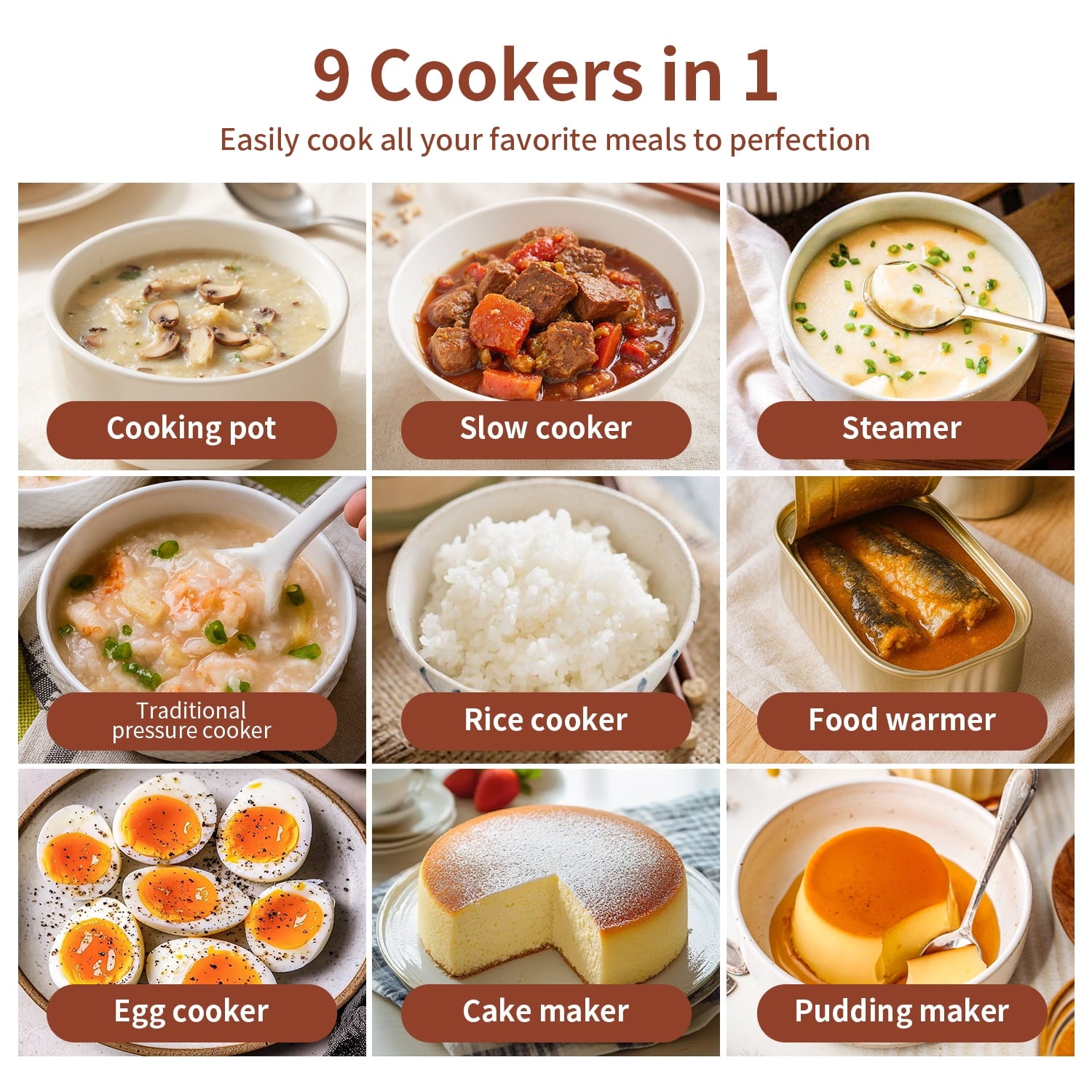 TINANA 6 Quart Electric Pressure Cooker, 9-in-1 Stainless Steel Multi Cooker Pot, Rice Cooker, Slow Cooker, Food Pressure Cooker with Safety Lock, Auto Release, Delay Timer, Intelligent Presets