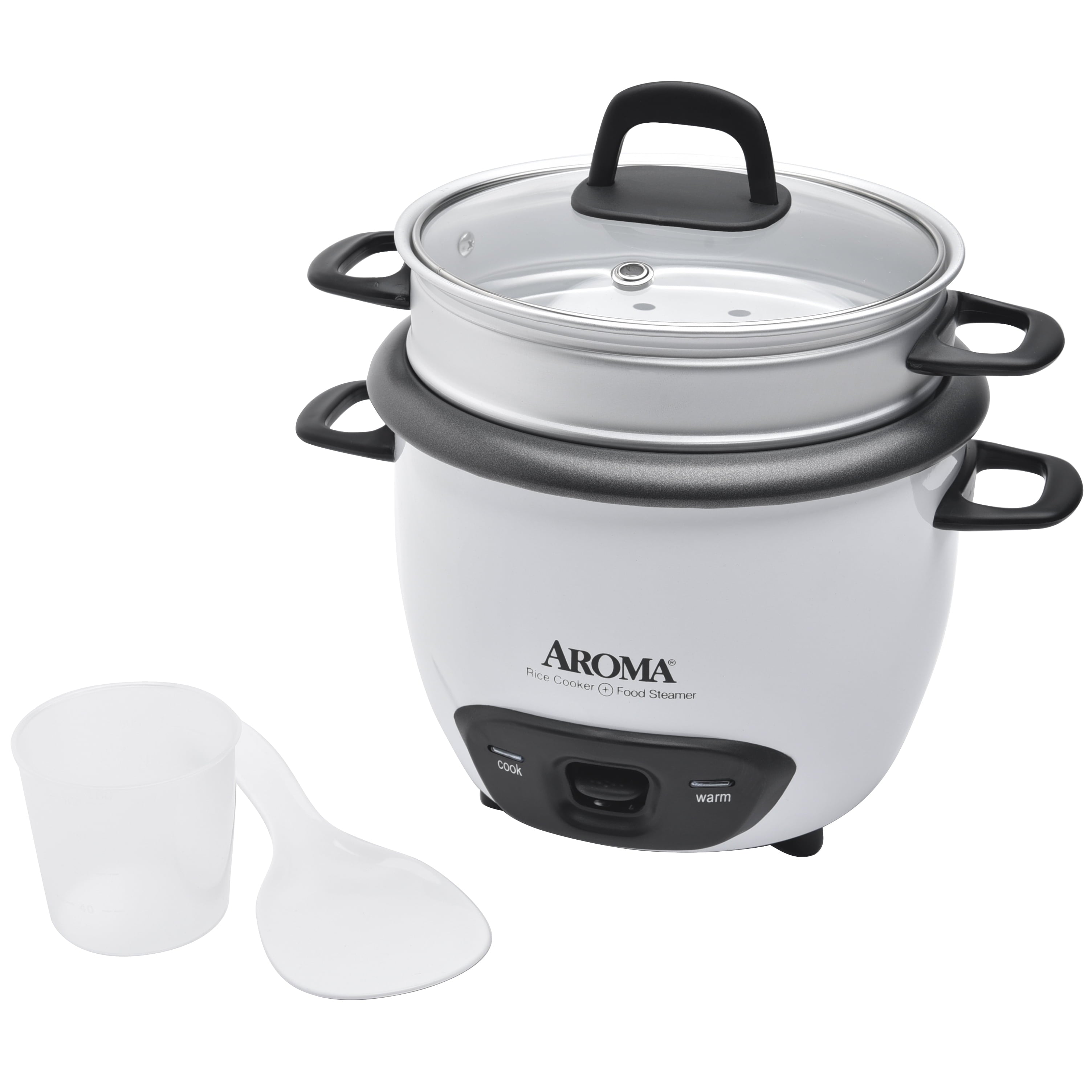 Aroma® 6-Cup (Cooked) / 1.5Qt. Rice & Grain Cooker, White, New, ARC-743-1NG