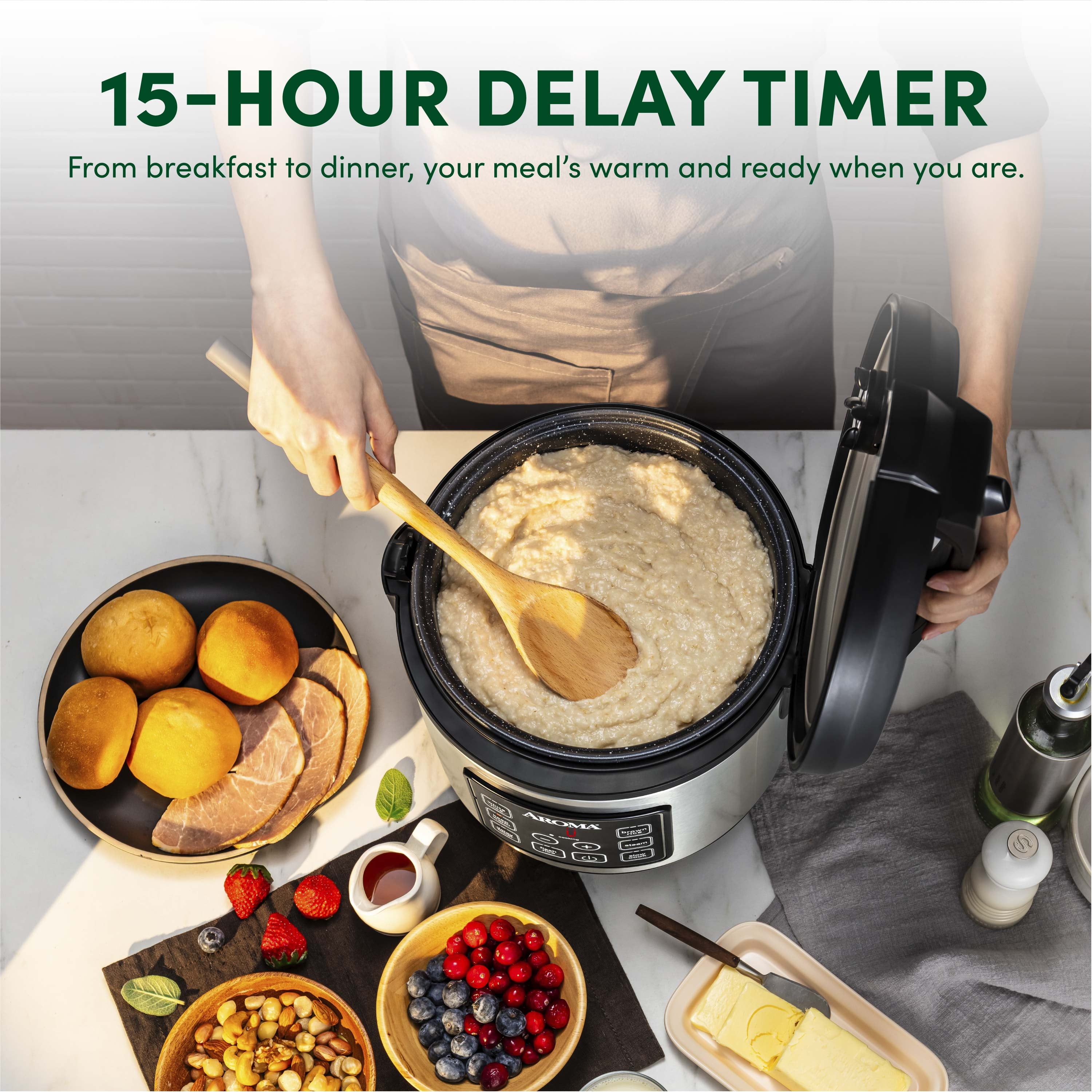 AROMA® 20-Cup Digital Rice Cooker & Food Steamer with Bonded Granite® Nonstick Ceramic